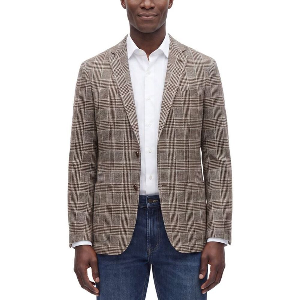 Corneliani Mens  Cc Collection Wool-Blend District Check Blazer, Beige